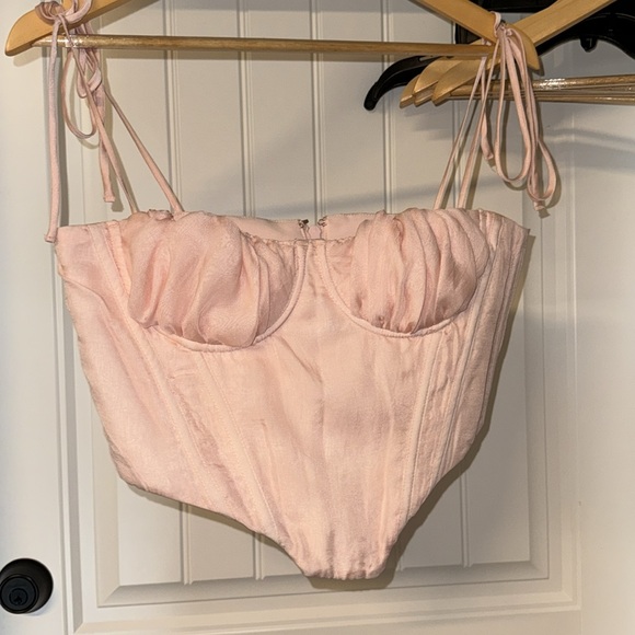 House of Cb     WILLOW
BABY PINK CHIFFON GATHERED BUST CROPPED CORSET - - Picture 11 of 13